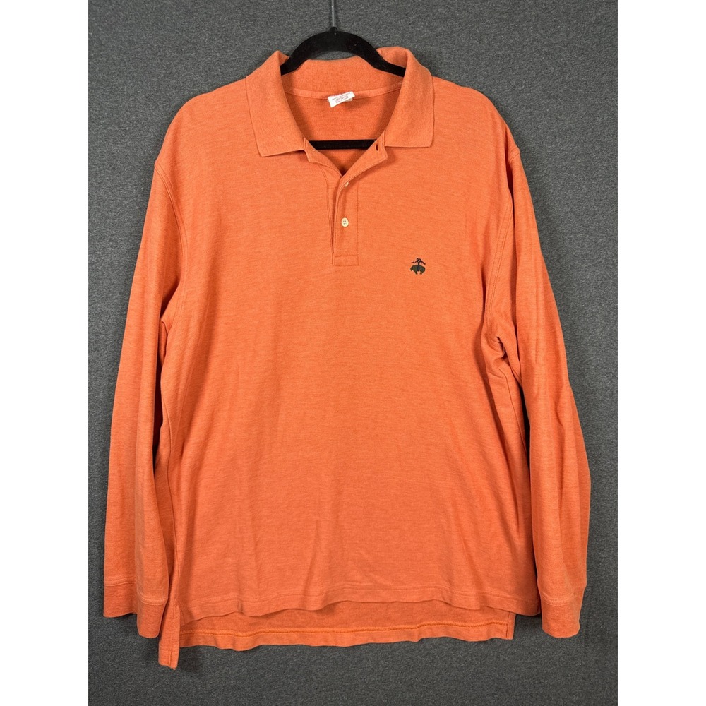 Brooks Brothers Mens Orange Long Sleeve Performance Polo Shirt Original Fit L